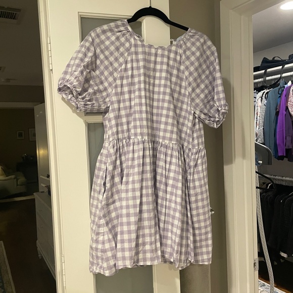 The Adeline Dress - Lilac Clip Dot Check - XS - Picture 4 of 7